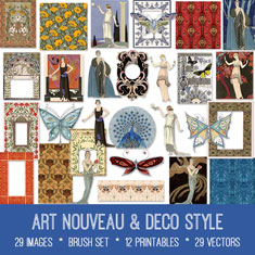 Vintage Art Nouveau & Deco Style ephemera bundle