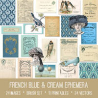 French Blue & Cream Ephemera Bundle