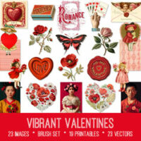 vintage Vibrant Valentines ephemera bundle