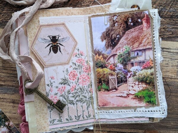 Spread with cottage and bee images