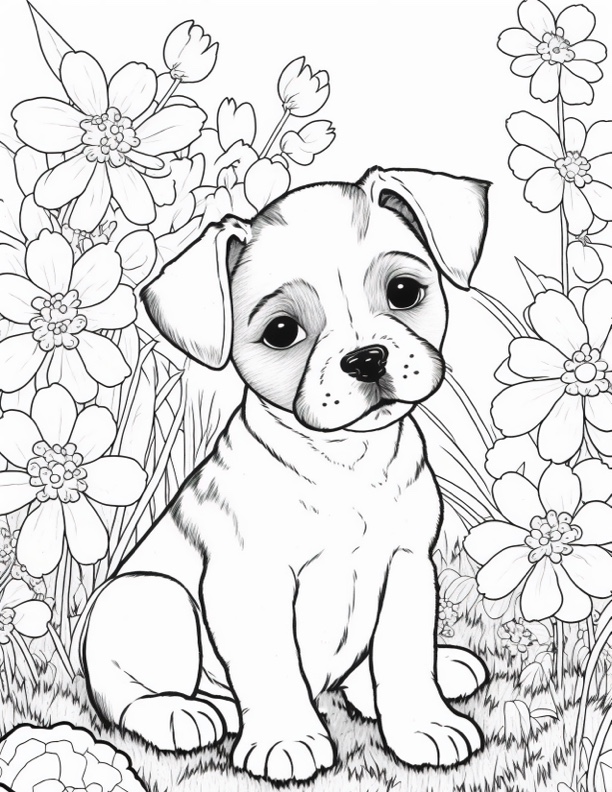 Dog Coloring Book, 20 Adorable Pictures to Print for Children's