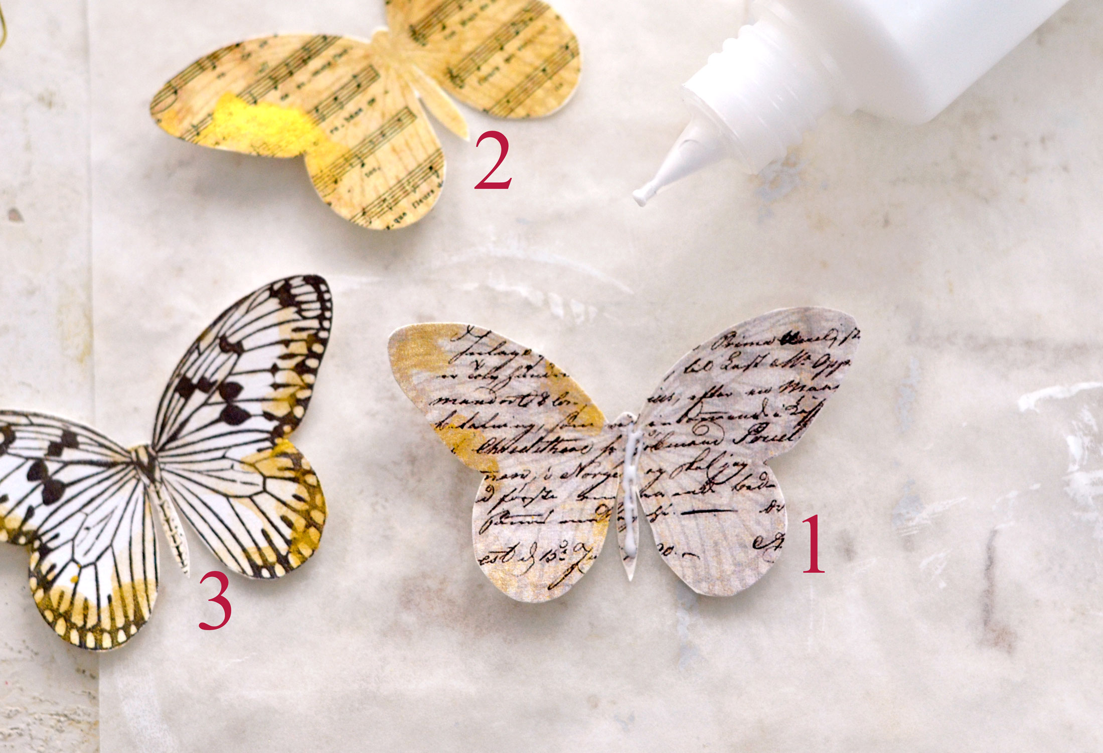 assembling the 3D butterflies