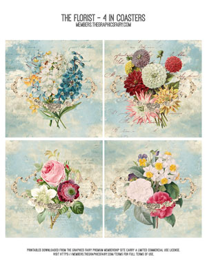 The Florist assorted printable 4 inch coasters