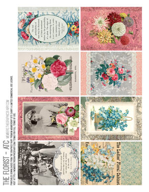 The Florist assorted printable Artist Trading Cards ATC
