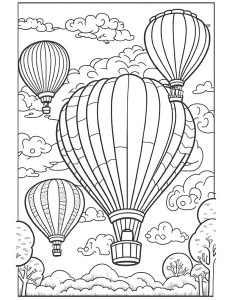 5 Hot Air Balloon Coloring Pages The Graphics Fairy   Hot Air Balloon Coloring Page2 72DPI GraphicsFairy 464x600 