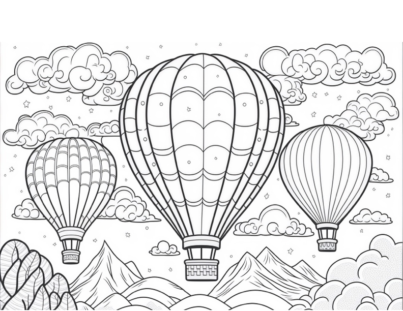Hot Air Balloon Coloring Sheets