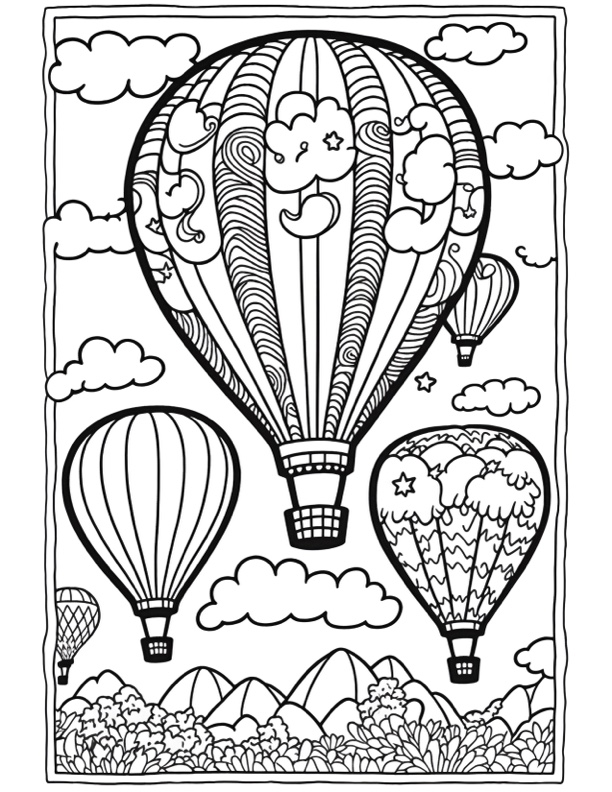 Hot Air Balloons to Color