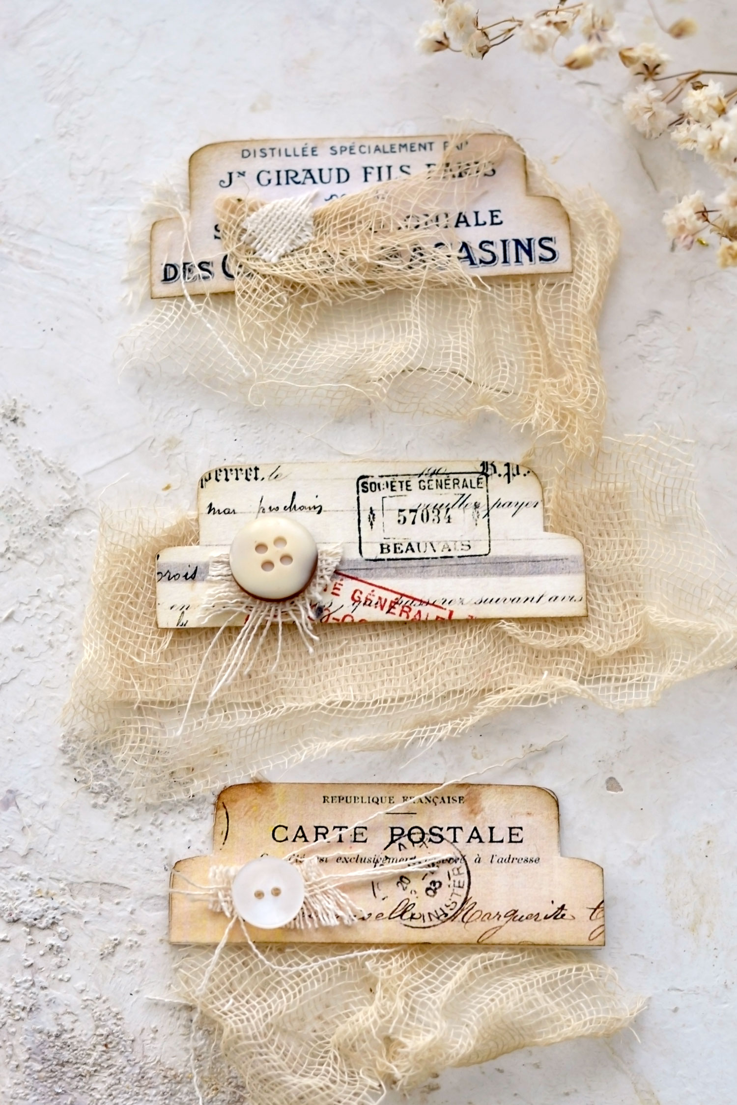 vintage cream junk journal tabs