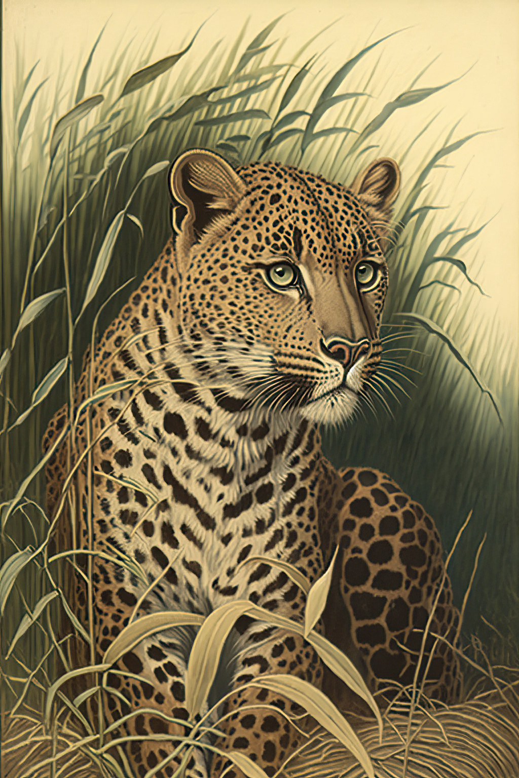 Vintage leopard print, Antique animal art