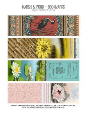 Marsh and Pond assorted printable bookmarks