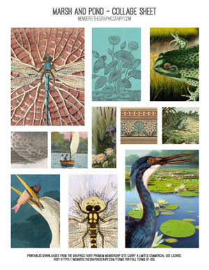 Marsh and Pond printable collage sheet