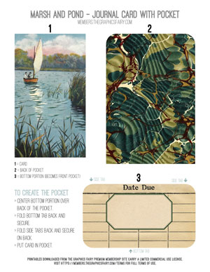 Marsh and Pond printable journal card with pocket