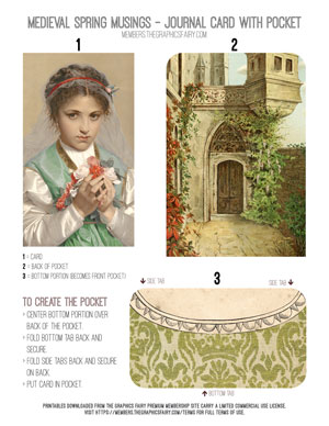 Medieval Spring Musings Printable Journal Card with Pocket