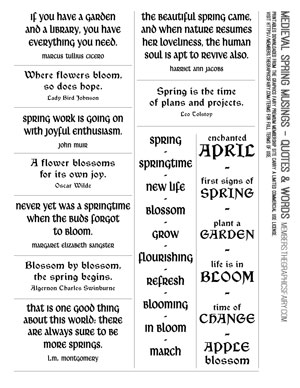 Medieval Spring Musings printable assorted quotes