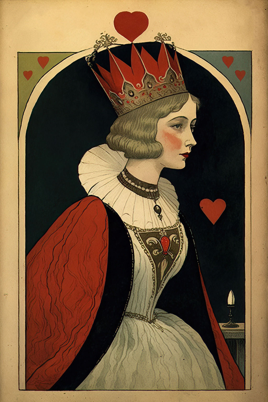 vintage queen of hearts card