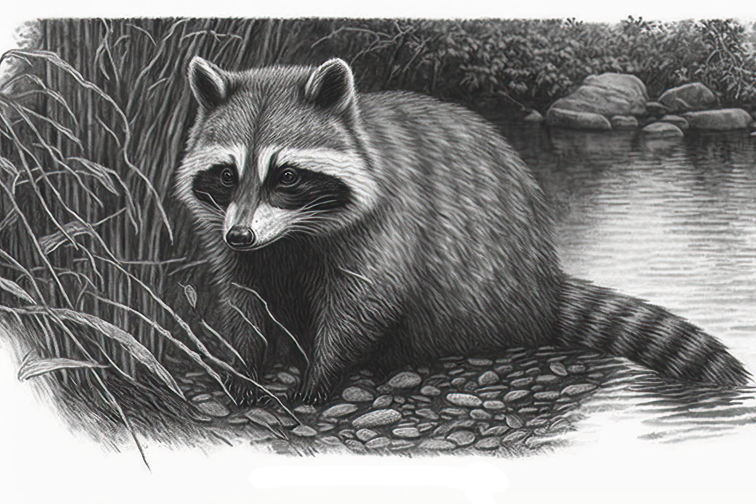Black and White Raccoon Clipart