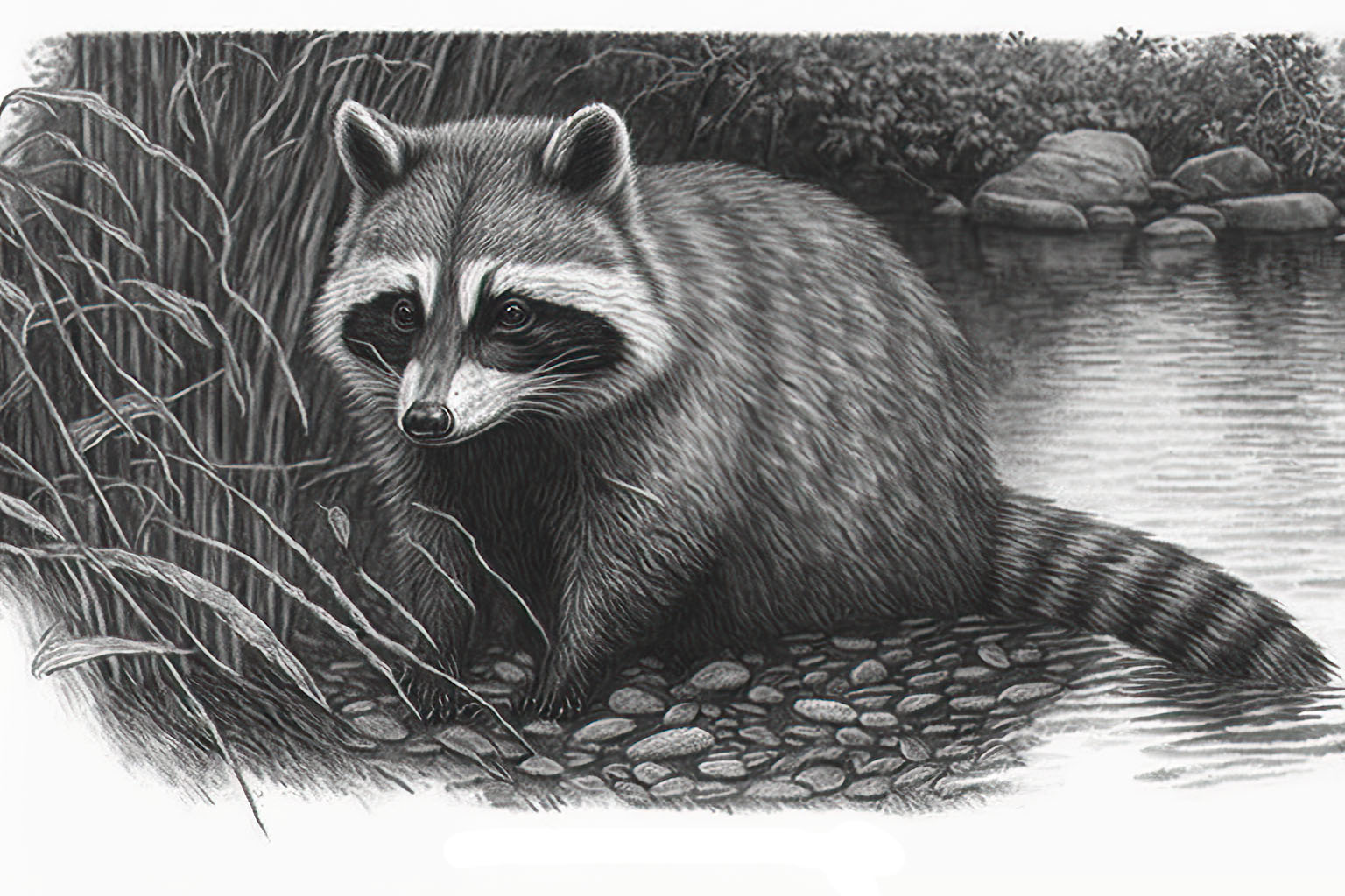 raccoon clip art black and white