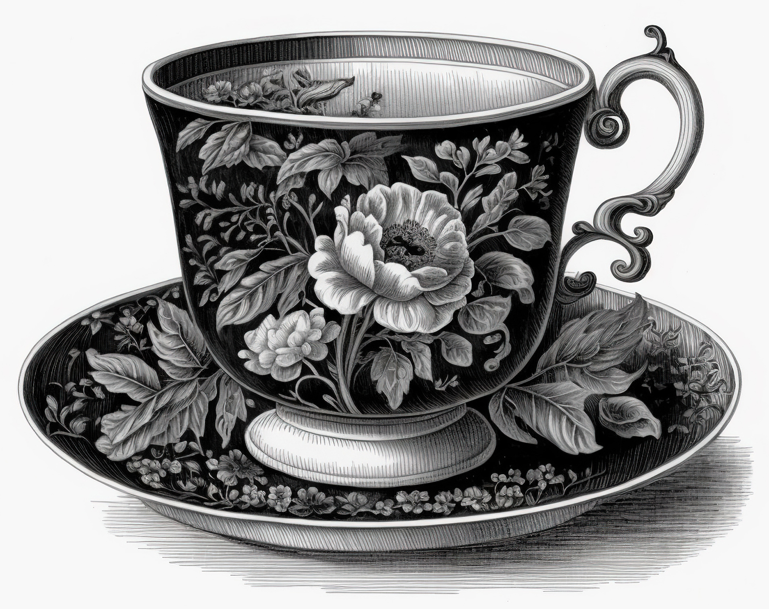 victorian teacup drawing