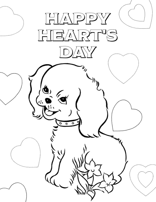 happy valentines day black and white clip art dog