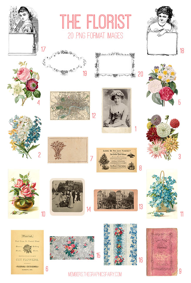 vintage The Florist ephemera digital image bundle