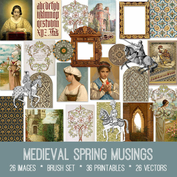 Medieval Spring Musings ephemera vintage images
