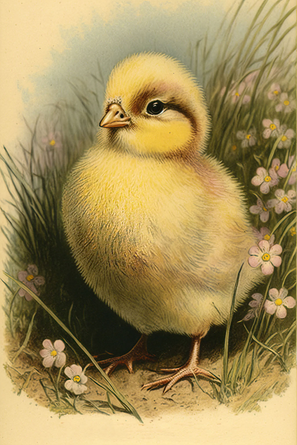 Chick with Flowers