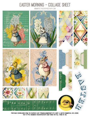 Easter Morning assorted printable mixed size collage sheet