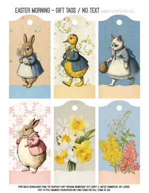 Easter Morning assorted printable gift tags