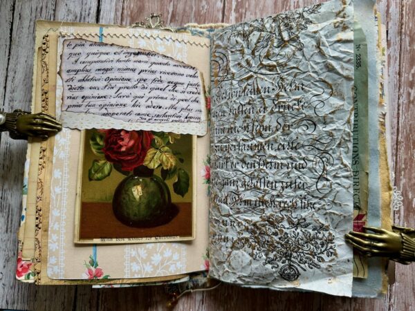Junk journal spread with pocket