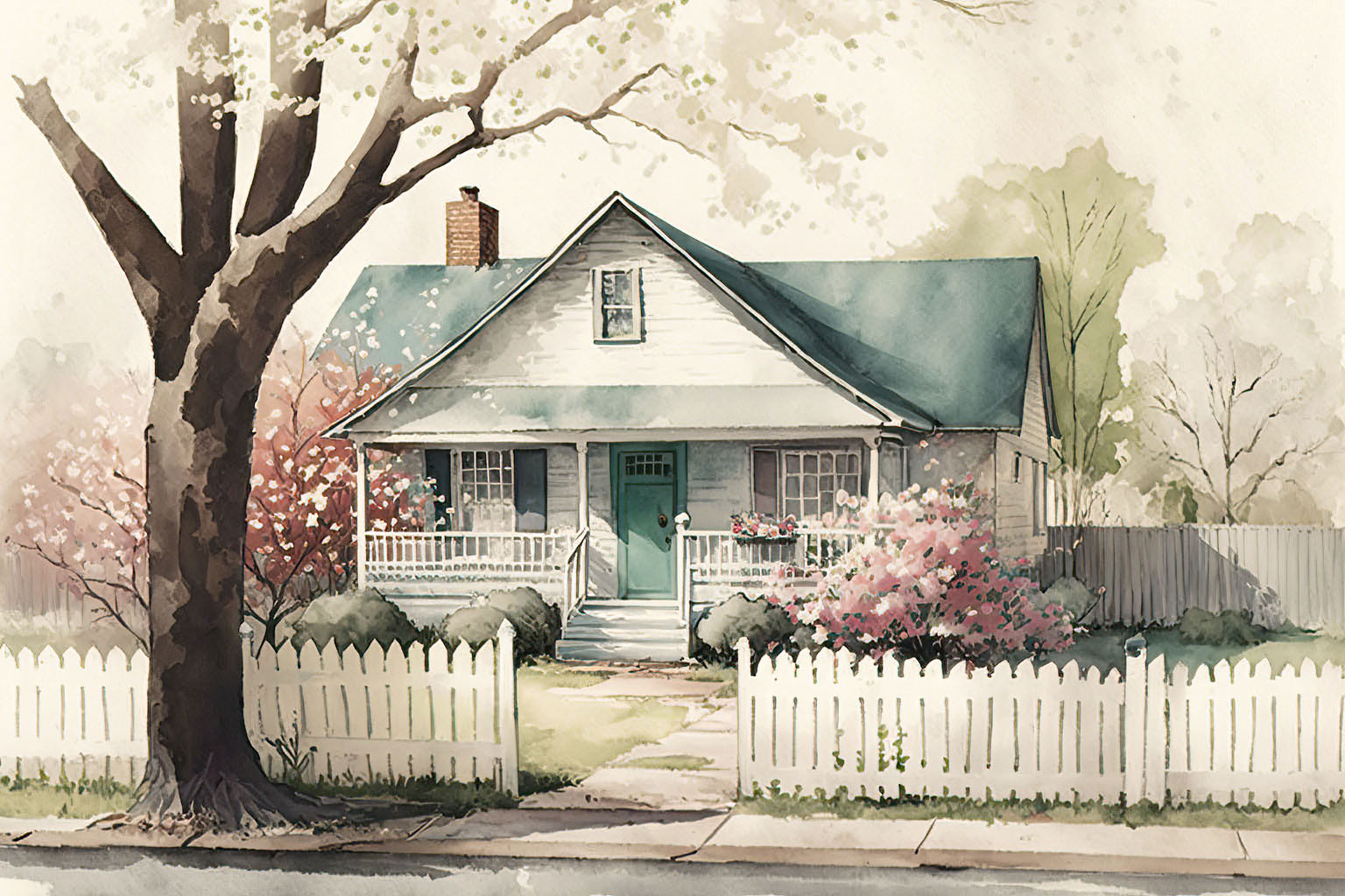 House with White picket fence