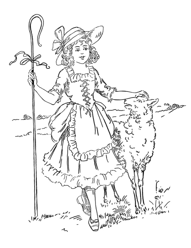 Beautiful Spring Coloring Pages Girl with Lamb