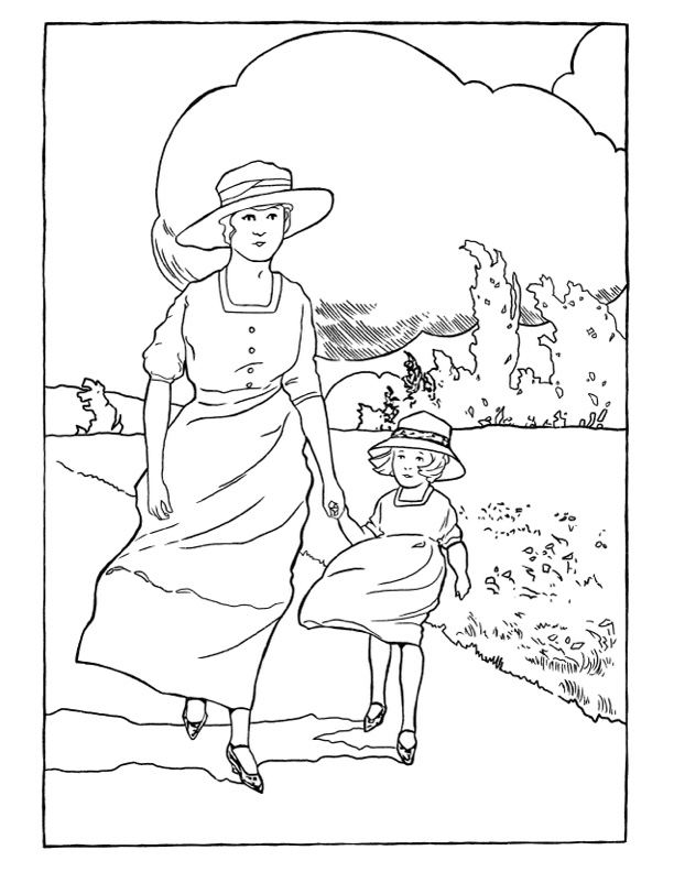 pioneer family coloring pages