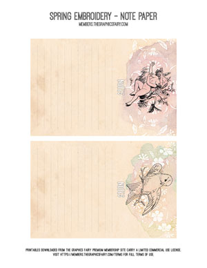 Spring Embroidery assorted printable note pads