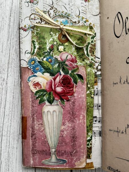 Journal spread with vase of roses