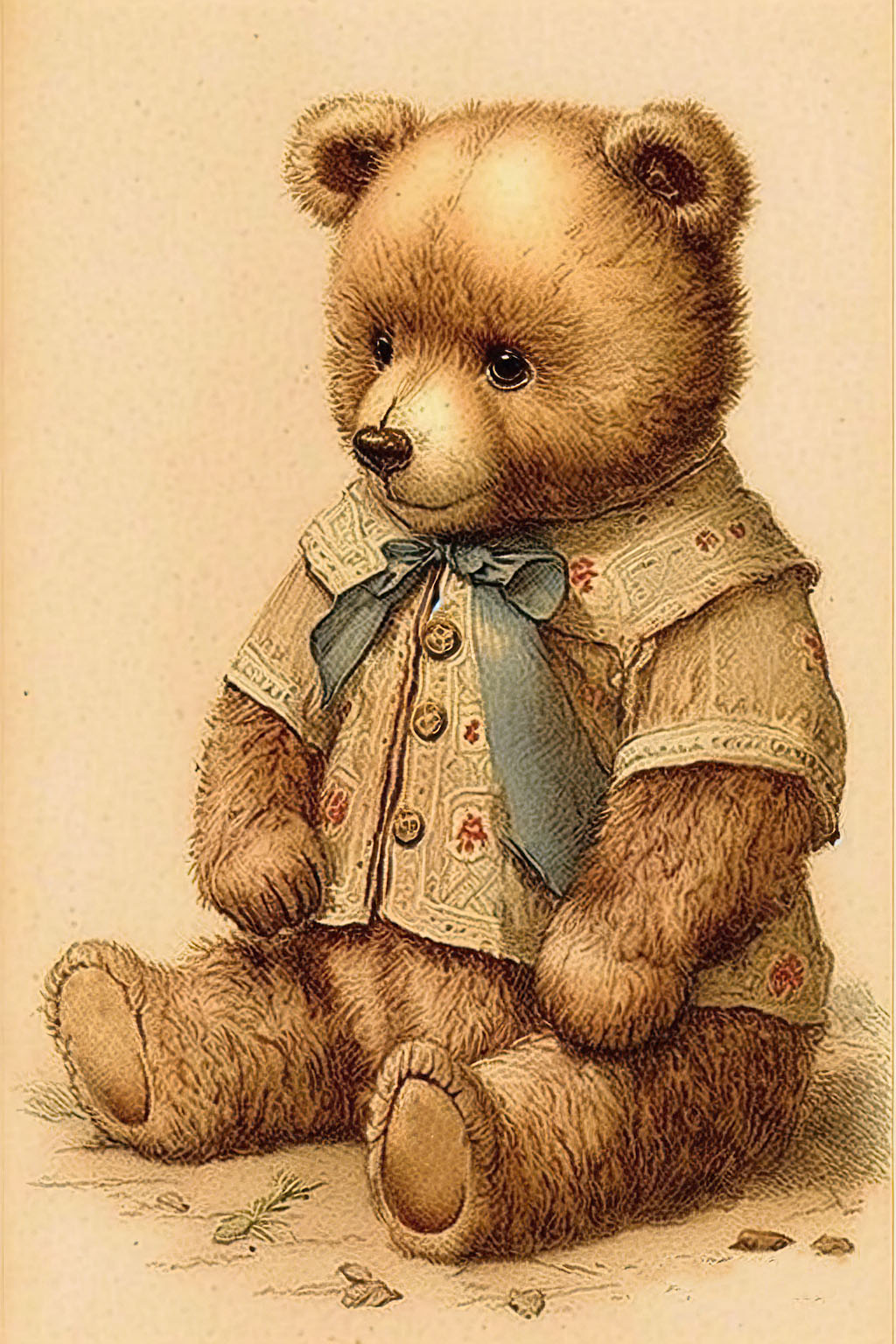 Cute greeting vintage teddy bear illustration Art Board Print for