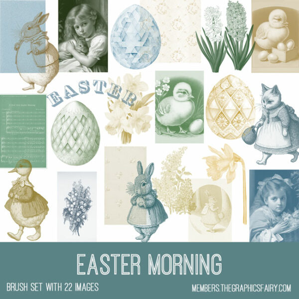 vintage Easter Morning ephemera brush set