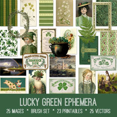 vintage Lucky Green Ephemera Bundle