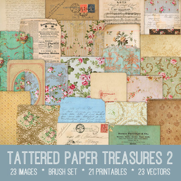 Tattered Paper Treasures 2 ephemera vintage images