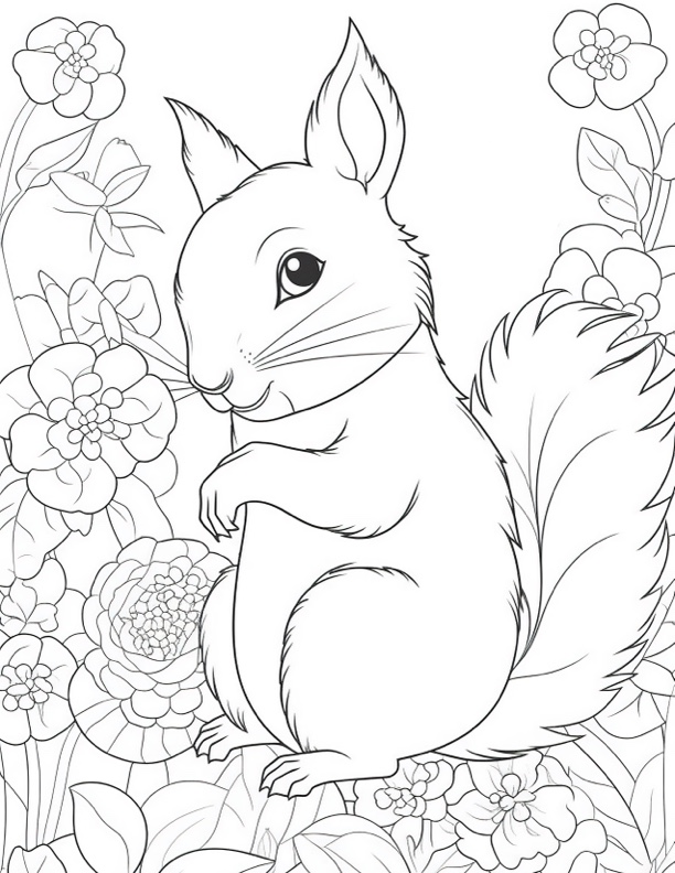 Cute Squirrel Coloring Sheet