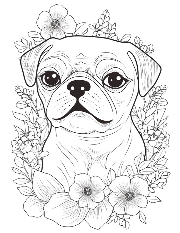 Dog Coloring Book, 20 Adorable Pictures to Print for Children's