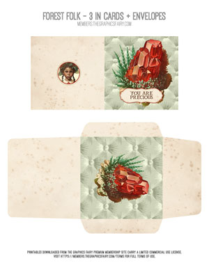 Forest Folk 3 inch printable card and envelope