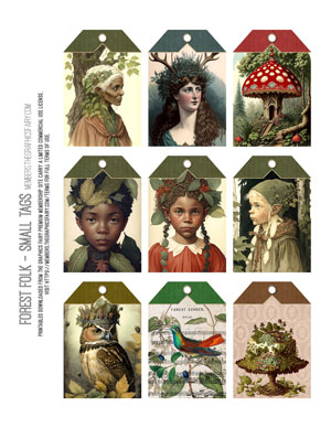 Forest Folk assorted printable small tags