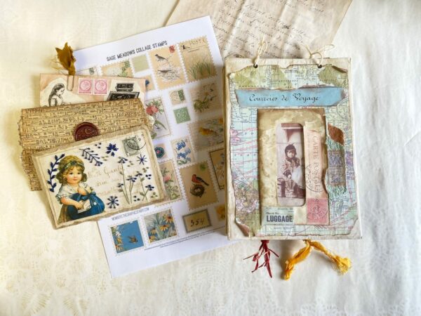 Junk Journal cover with postcards