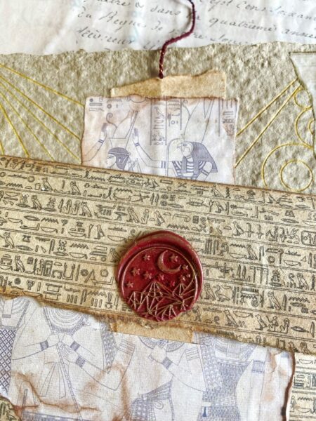 Egyptian heirogyphics print with wax seal