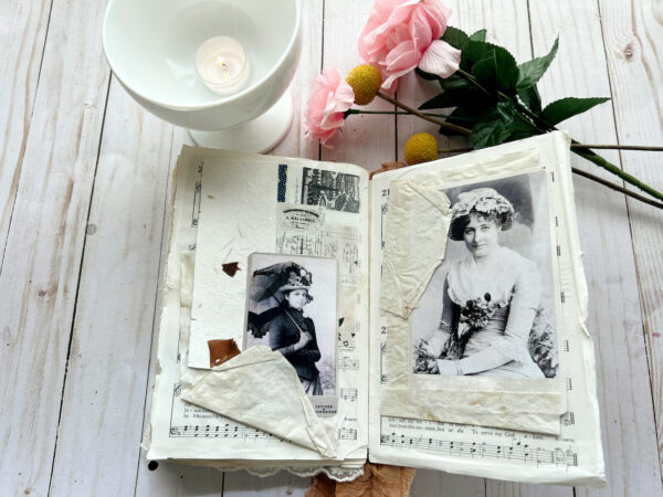 Journal page with photo of woman