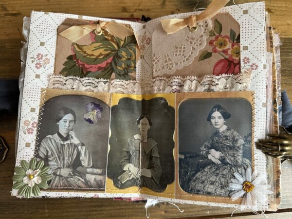 Journal spread with tin type images of women
