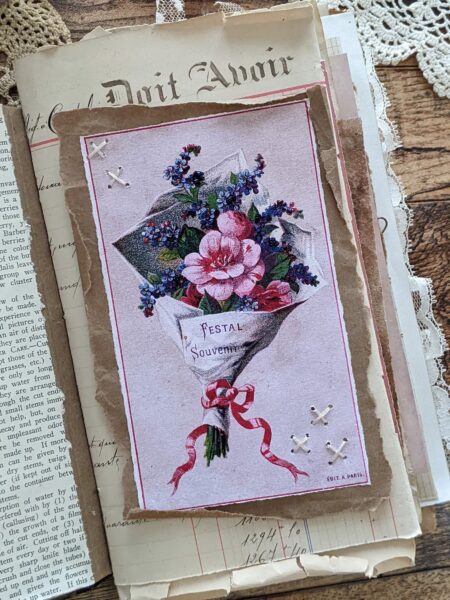 Journal page with pink rose bouquet image