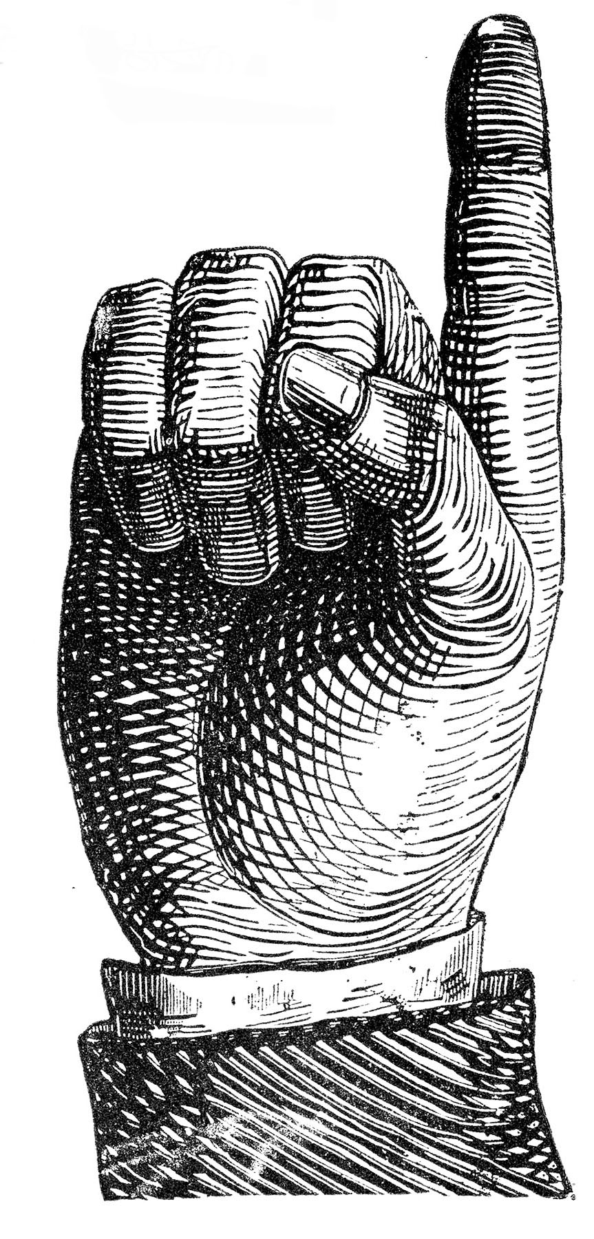 pointing hand clipart black and white