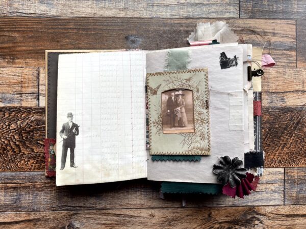 Journal spread with vintage photo frame