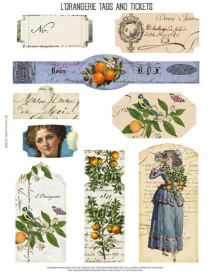 L'Orangerie assorted printable tags and tickets